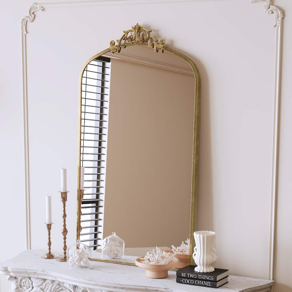 43x24 Inch Ornate Arch Wall Mirror Metal Framed Mirror