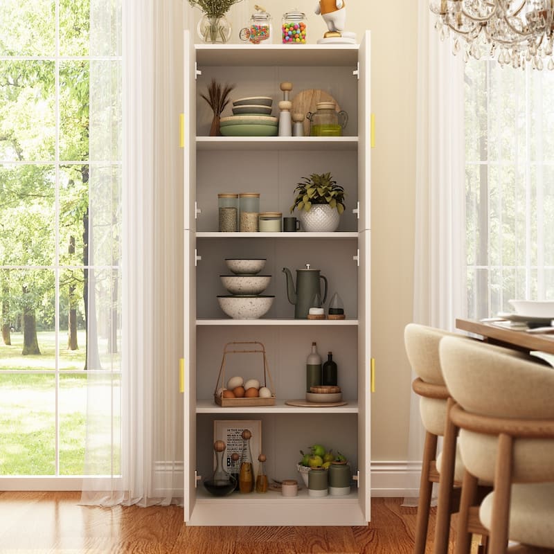 Pantry Cabinet Floor Storage w/ Doors Adjustable Shelves by Kerrogee - 61.2"H