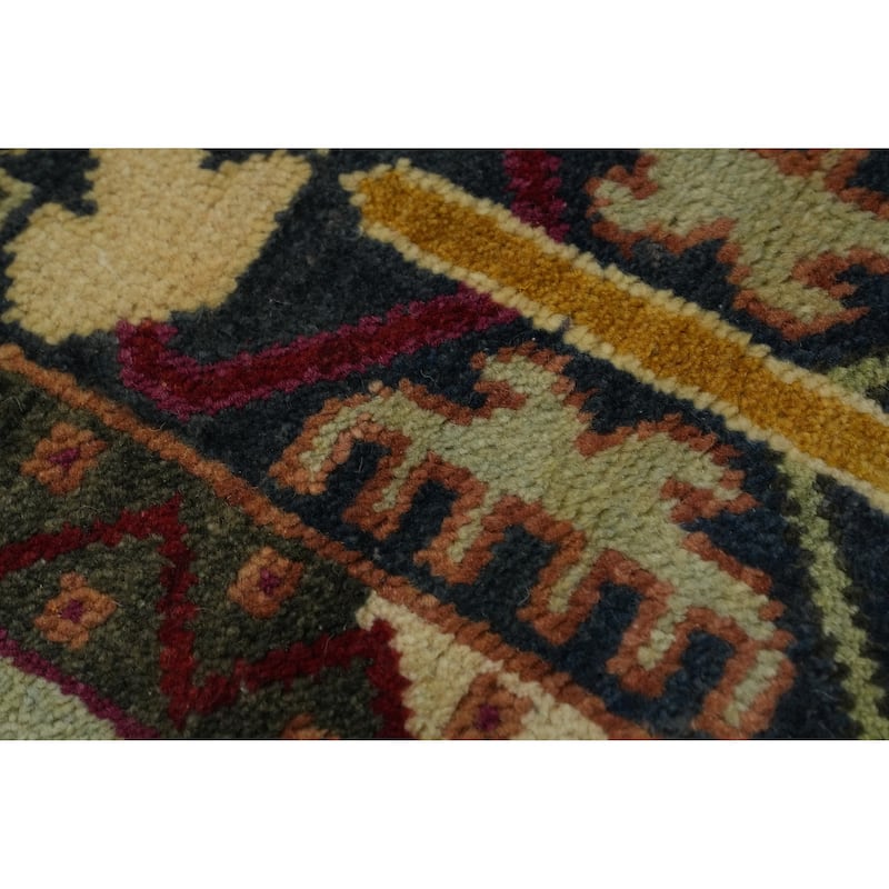 Hand-knotted Traditional Wool Green Geometric Oriental Area Rug - 12' 0'' X 9' 0''