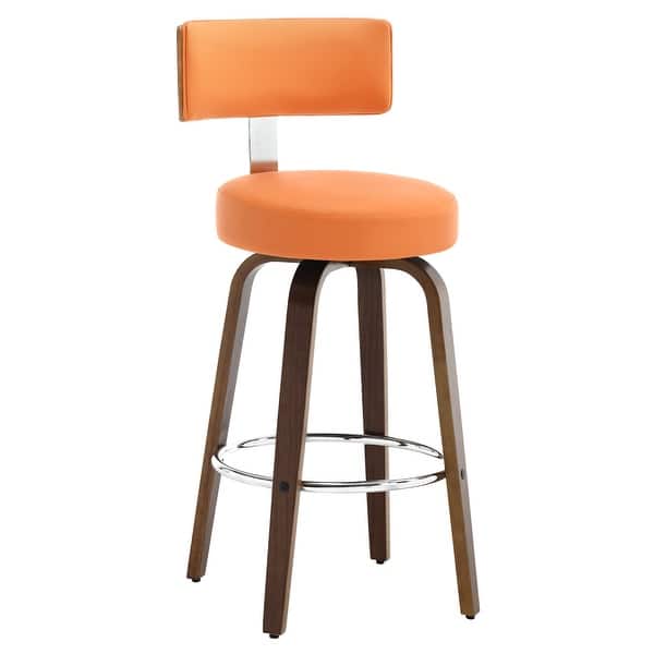 slide 2 of 13, Faux Leather Upholstered Swivel Counter/ Bar Stools Set of 1/2/4 Single - Orange - Bar Height