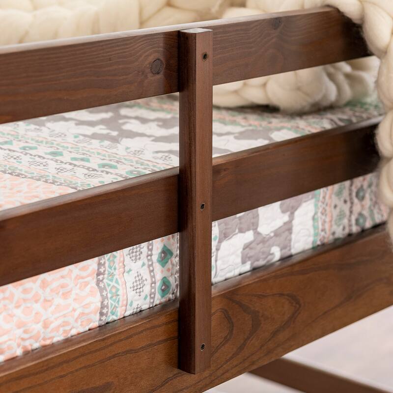 Walker Edison Browning Solid Wood Twin Size Low Bunk Bed