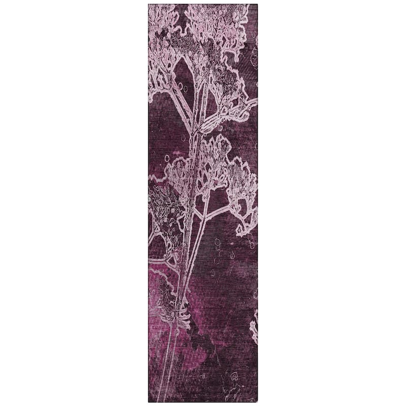 Machine Washable Indoor/ Outdoor Modern Floral Chantille Rug