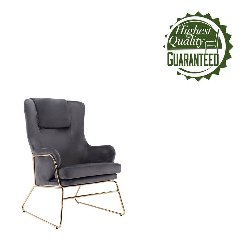 Porthos Home Brax Accent Chair with Armrests, Velvet, Golden Sled Legs