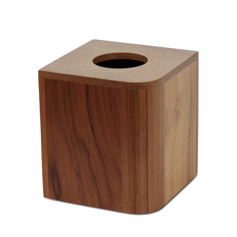 Designer Genuine Teak Tissue Box Cover - 6" x 5.3" x 5.3"