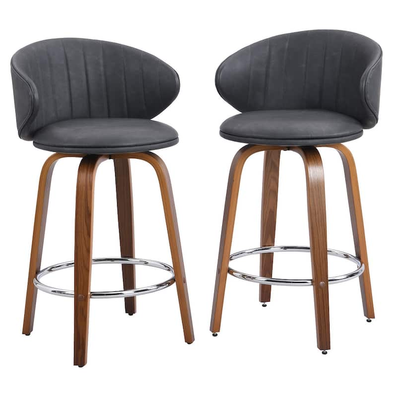 26 Inch Bentwood Bar Stools Swivel Counter Height Bar Stools
