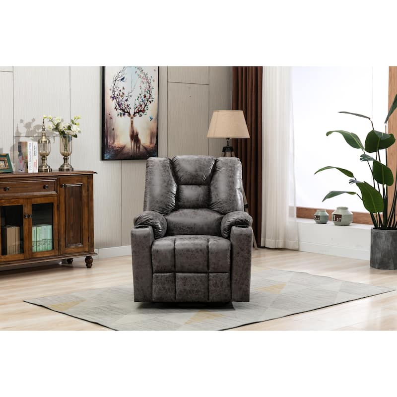 Microfiber Power Motion Heating Message Recliner with USB Charge Port