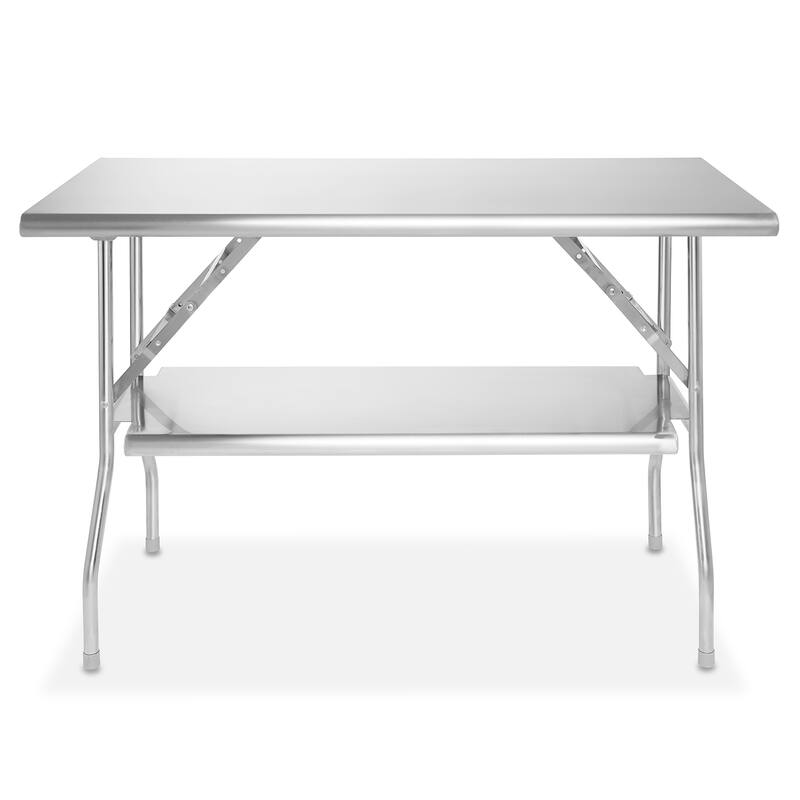 48 x 24in NSF Stainless Steel Folding Table with Shelf