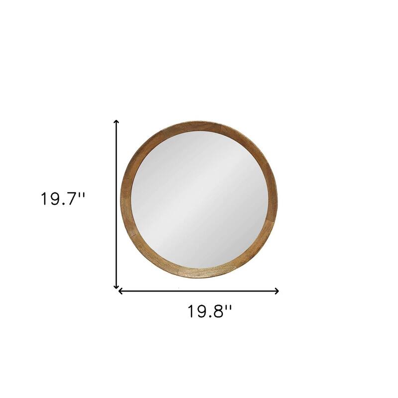 HomeRoots 20" Natural Round Wood Framed Accent Mirror - 19.8' X '19.7' X '2.8