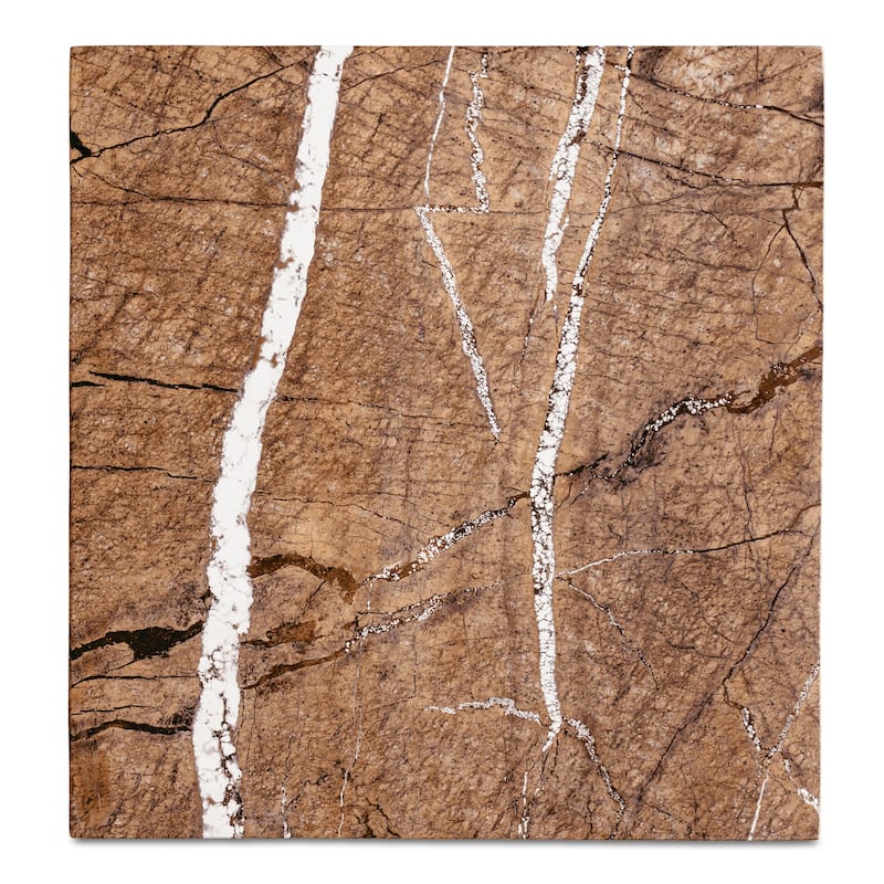 NADAAL STUDIOS Indra Accent Table, Square Rosso Levanto Marble, Indoor & Outdoor Use, Red