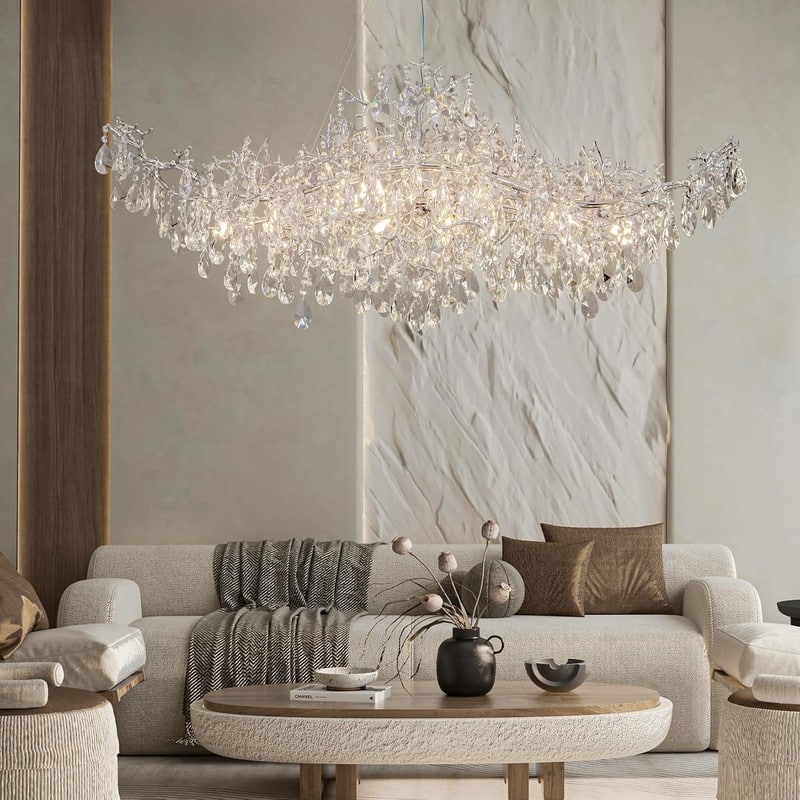 KAYLA 47.2" 14-Lights Gold Luxury Crystal Linear Chandelier - N/A