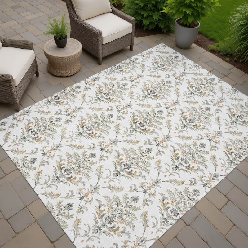 Machine Washable Indoor/ Outdoor Traditional Marrakesh Chantille Rug - Ivory - 10' x 14'