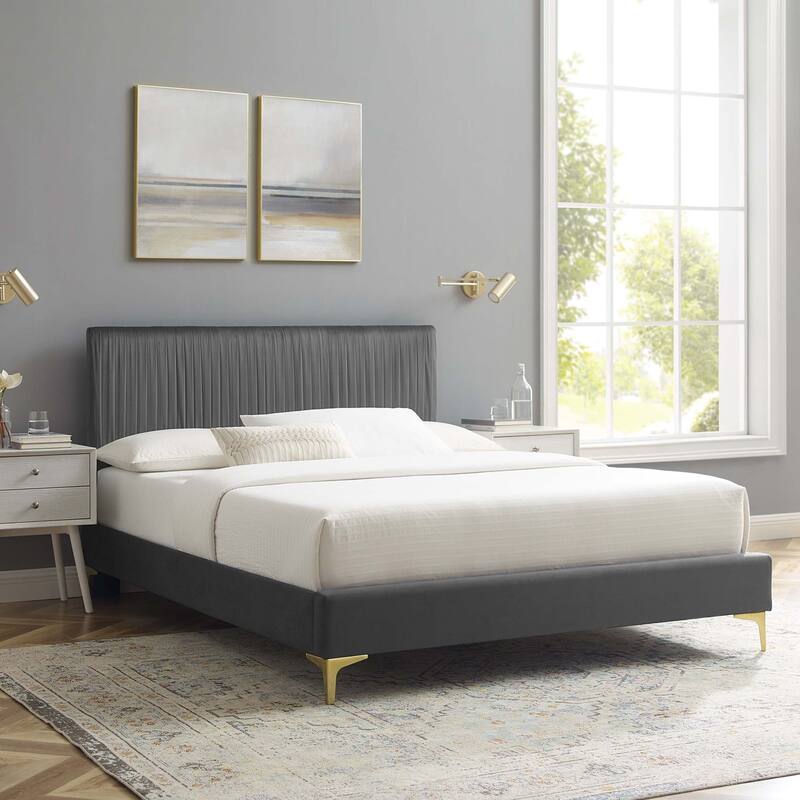 Peyton Performance Velvet Queen Platform Bed