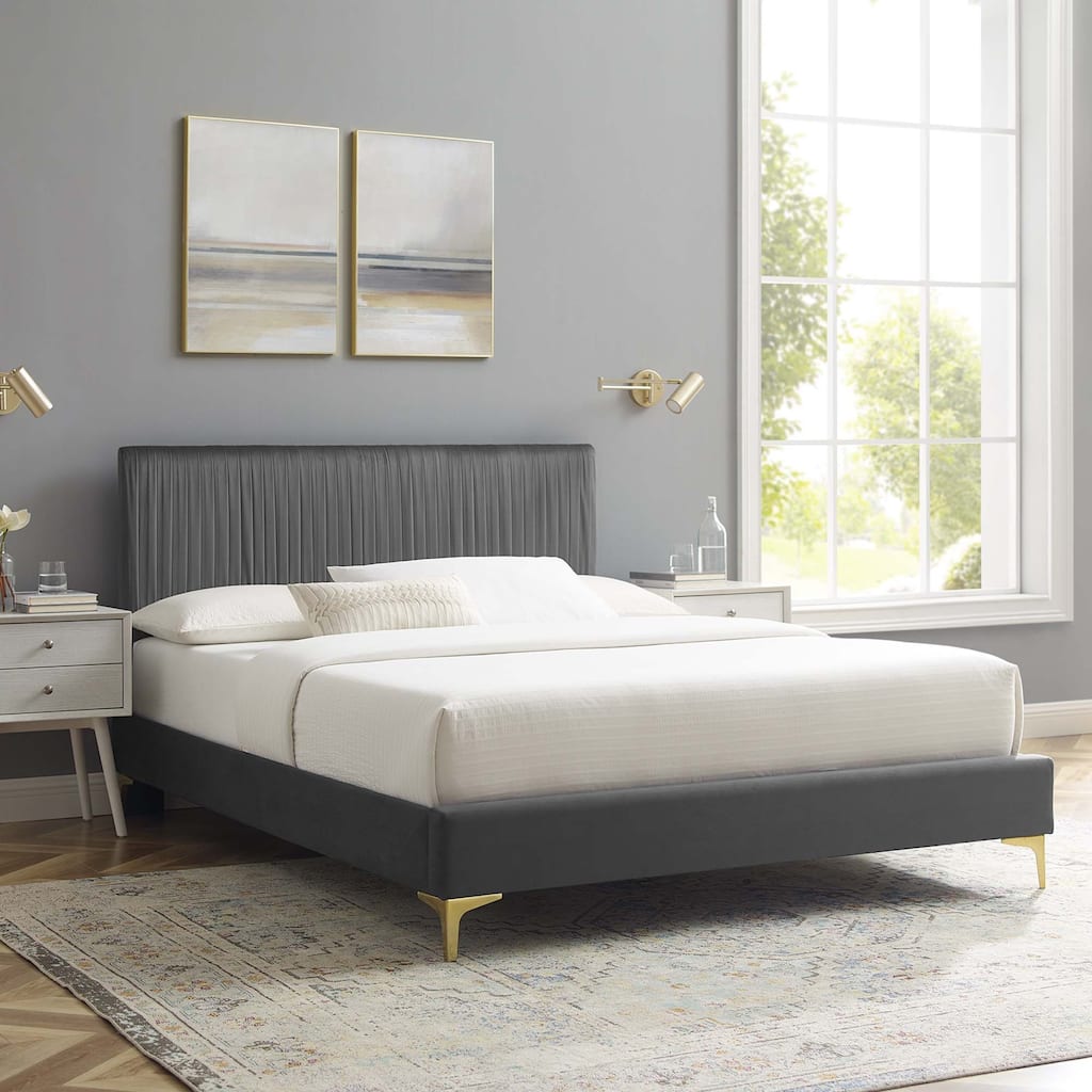 Peyton Performance Velvet Queen Platform Bed