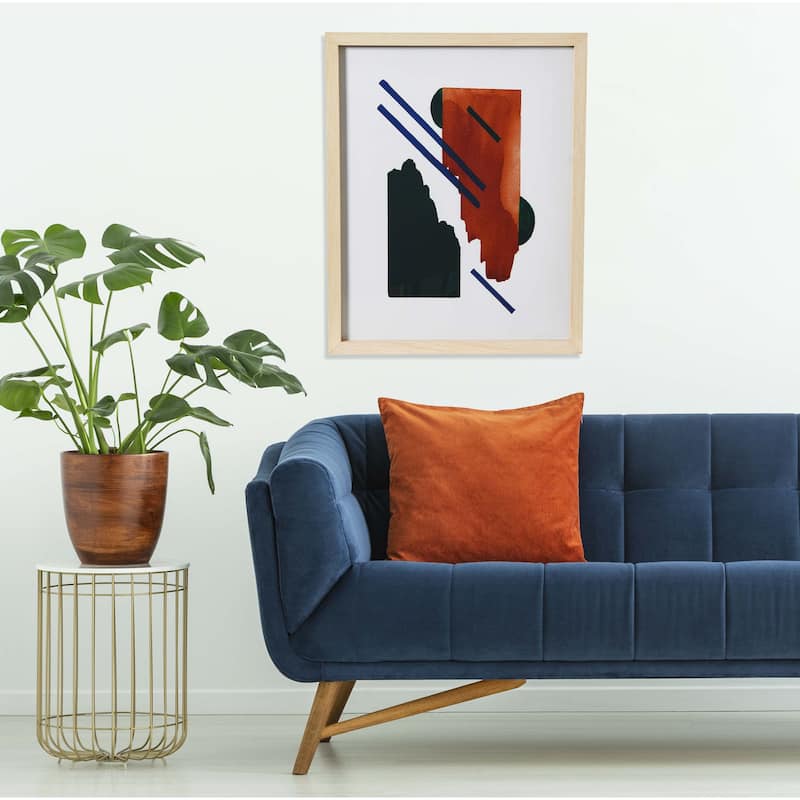 Abstract Geometric Print with Solid Wood Frame and Glass Cover