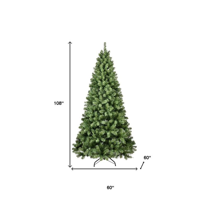 HomeRoots 9' Pre Lit Full Spruce Christmas Tree - Green - 60.00 in. x 108.00 in. x 60.00 in.