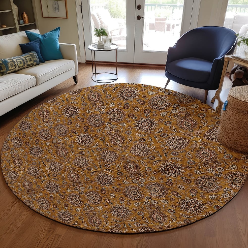 Machine Washable Indoor/ Outdoor Chantille Traditional Floral Rug