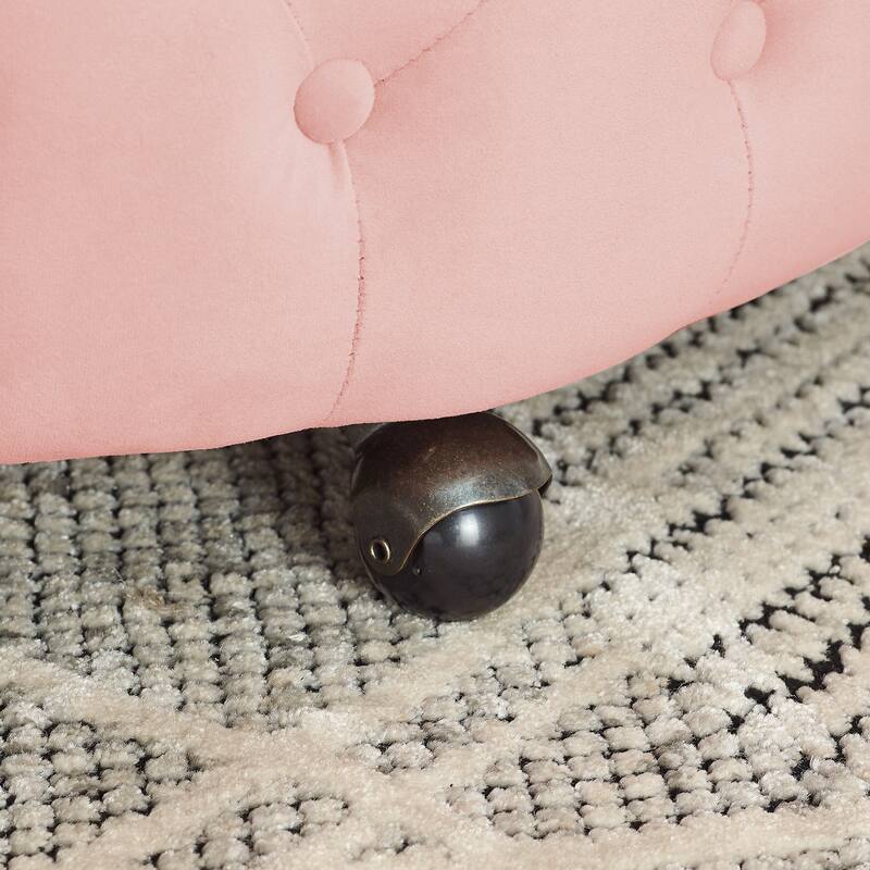 Roomfitters Velvet Swivel Chair with Tufted Button Design, Round Accent Chair with 3 Pillows and Wheels, Lounge Seating