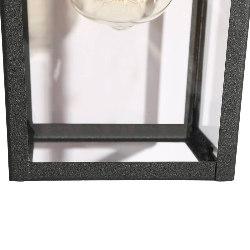 Bern Modern 1-Light Black Outdoor Light Lantern Porch Wall Lamps - L 6.5"x W 7.5"x H 11.5"