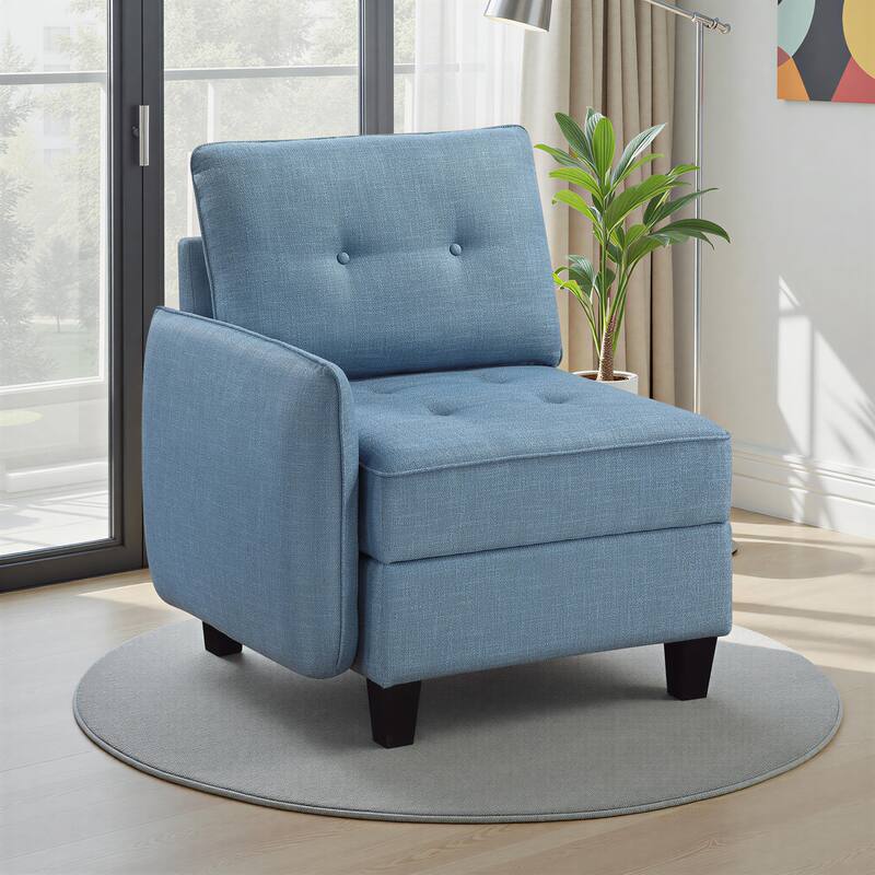 Dorian 30" Textured Fabric with One Arm Chair - Storage, Button-Tufted