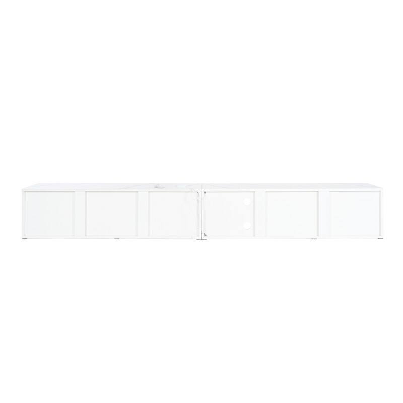 Modern 105" App-Controlled LED TV Stand with Faux Marble Top & Glass Doors