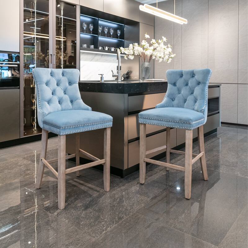 Leisure Style Bar Chairs,Set of 2 - Light Blue