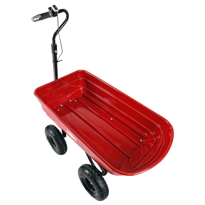 180W Electric Garden Cart - 24V Battery, 264lb Capacity, 2.6 cu.ft. Plastic Pot, 4-Wheel Design
