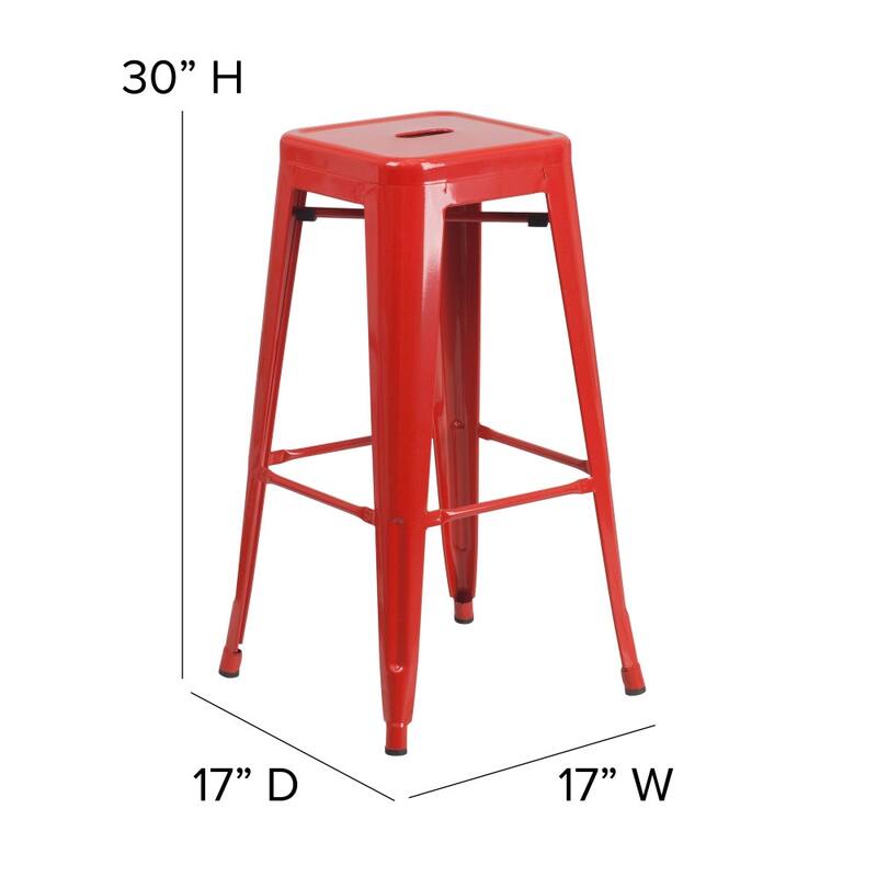 Indoor/Outdoor Backless Bar Stool with Poly Resin Seat