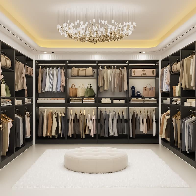 Cimly 25'' W Closet Organizer System with 2 Hanging Rods and DIY Shelves for Walk-in and Reach-in Closet