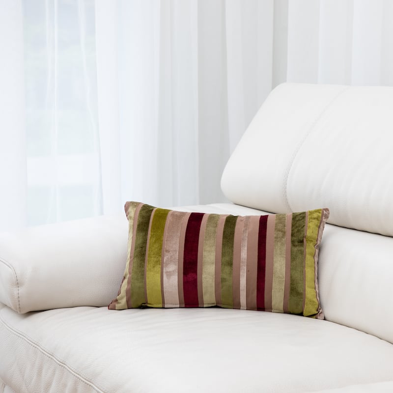 Gouchee Home Velvet Stripe Long Cushion 12 in. x 20 In. Throw Pillow