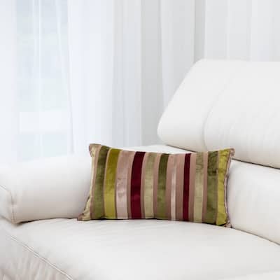 Gouchee Home Velvet Stripe Long Cushion 12 in. x 20 In. Throw Pillow