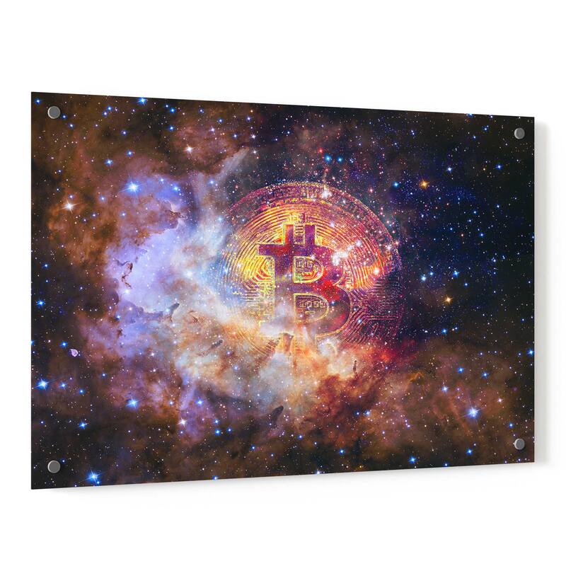 Epic Art 'Bitcoin Nebula', Acrylic Glass Wall Art - 36x24
