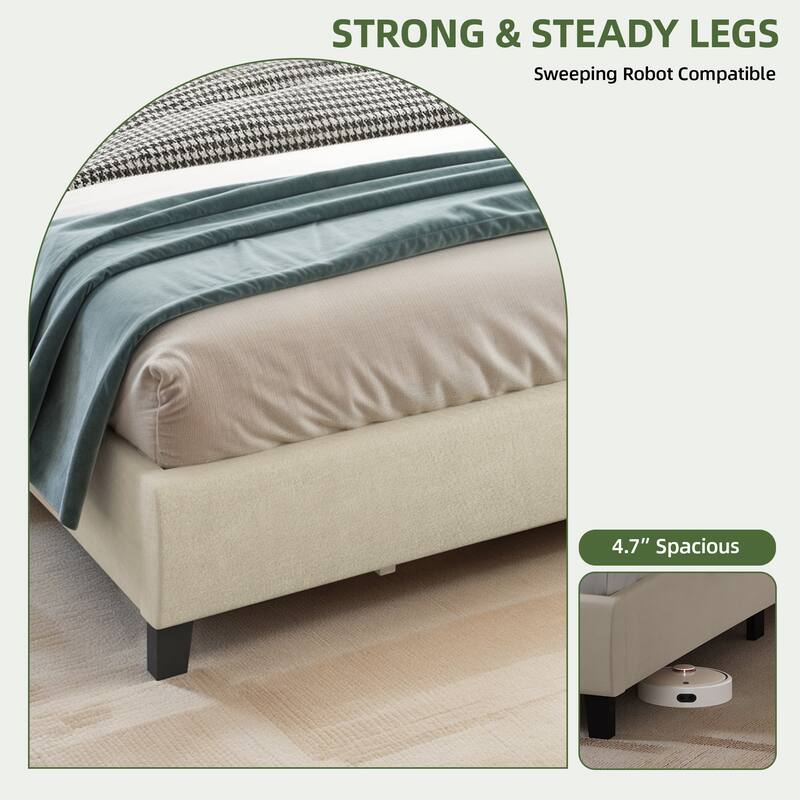 Moasis Upholstered Tufted Bed Frame with Adjustable Height Headboard