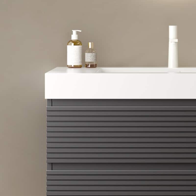 GDFStudio - Modern Integrated Rectangular Undermount Basin, WITHOUT Drain and Faucet