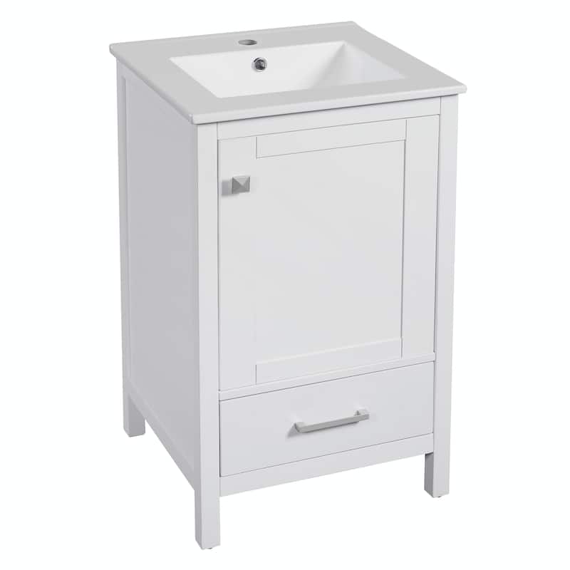 Modern Bathroom Vanity with Ceramic Sink - Soft-Close Drawers, Door Organizer, Divider Drawer