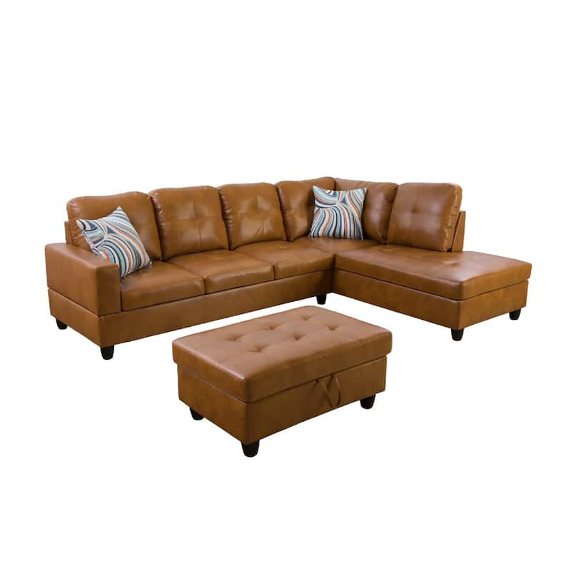 3-Pieces Sectional Sofa Set,Amber(09001B)