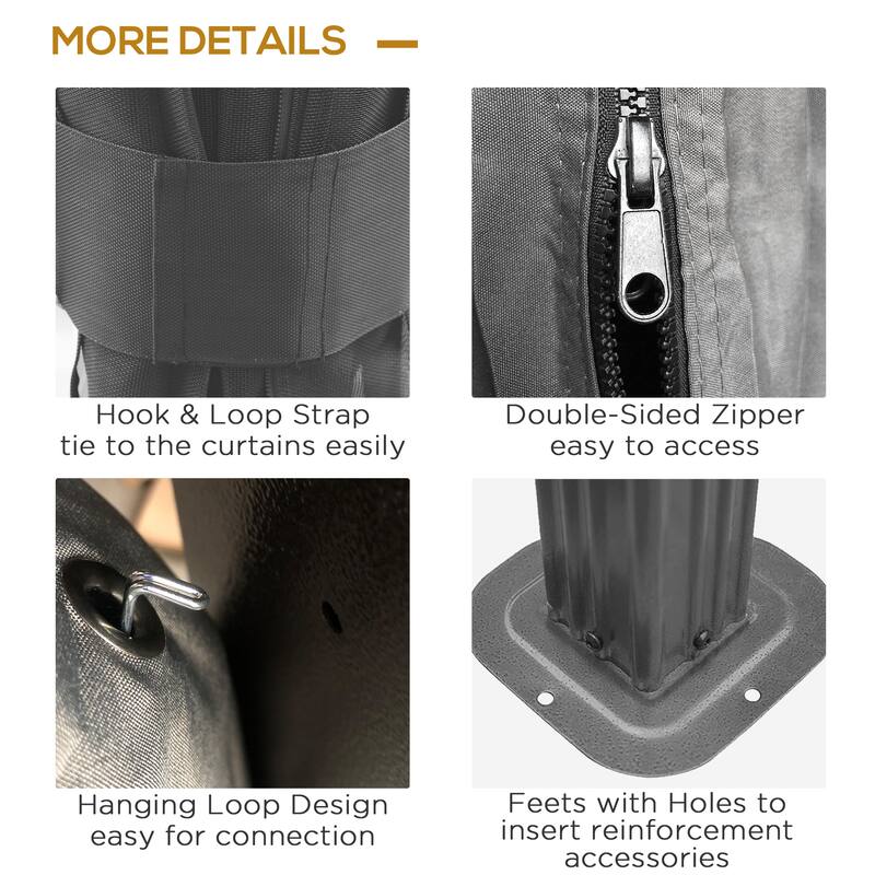 Outsunny 16' x 12' Hardtop Patio Gazebo Canopy Outdoor Pavilion with Galvanized Steel Frame, Netting Sidewalls, Curtains