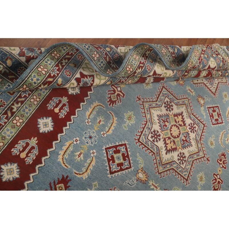 Light Blue Kazak Rug Handmade Traditional Oriental Wool Carpet - 8'3"x 11'5"