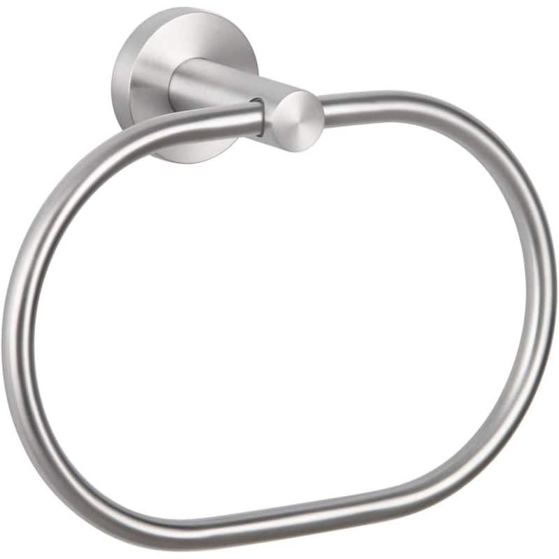 (Brushed Nickel) Angle Simple Towel Ring, 304 Stainless Steel Bathroom Rotating Towel Rack - Silver