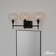 preview thumbnail 42 of 45, Hunter Xidane Vanity Wall Light - Bathroom, Mid Century Modern, Glam - Clear glass 3 Light - Matte Black-Clear