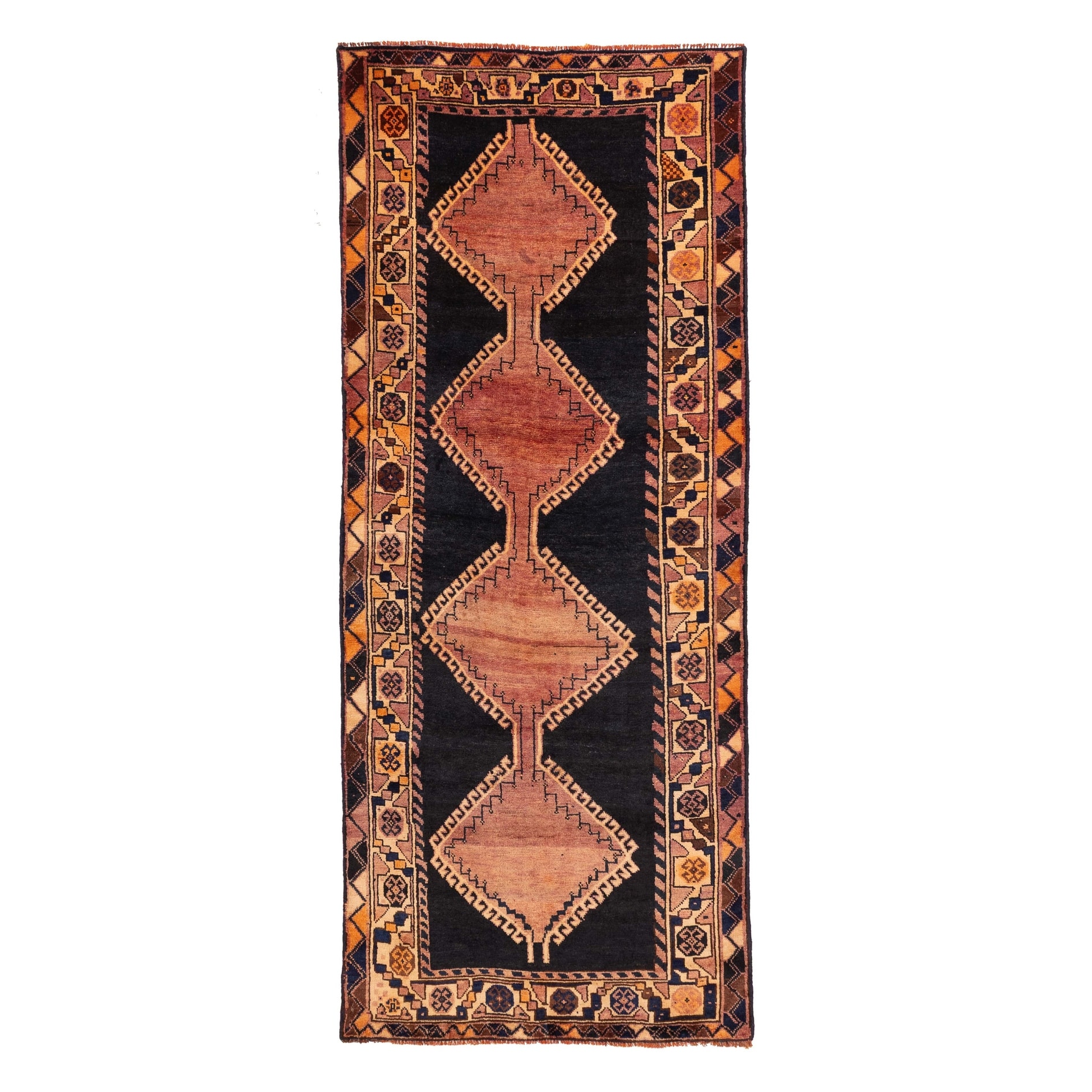 ECARPETGALLERY Hand-knotted Melis Vintage Navy Wool Rug - 3'9 x 9'4