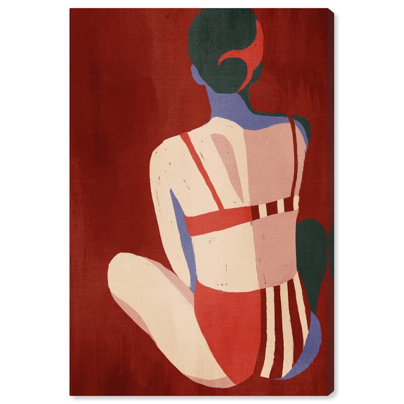 Wynwood Studio Canvas Fashion and Glam Retro Swimwear Red and Pastel Purple Modern & Contemporary Wall Art Canvas Print