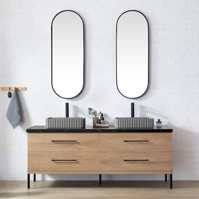 Trento Bath Vanity, Sintered Stone Top with Concrete Sink without Mirror