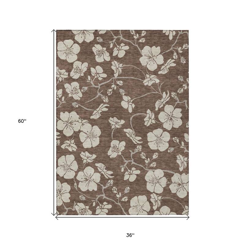 HomeRoots Floral Transitional Rectangle Outdoor Rug