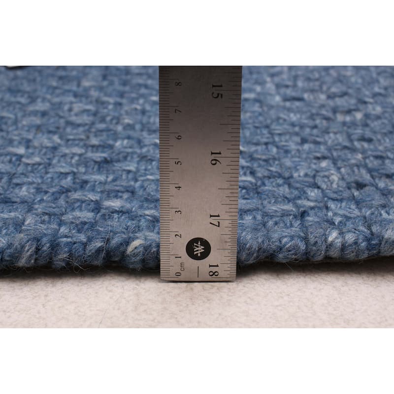 ECARPETGALLERY Braid weave Sienna Blue Wool Rug - 2'6 x 7'10
