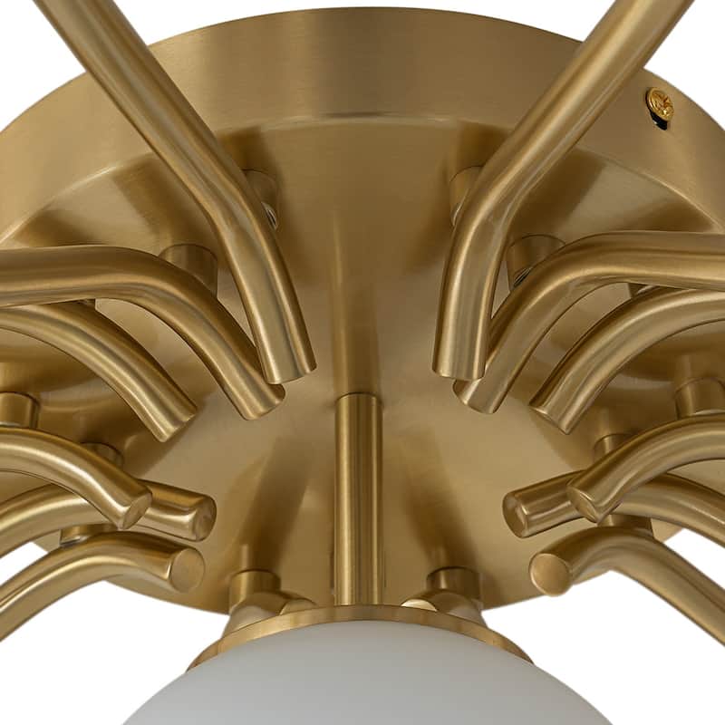 Milky Glass Globe Brass Sputnik Bubble Ceiling Light - 30in Chandelier