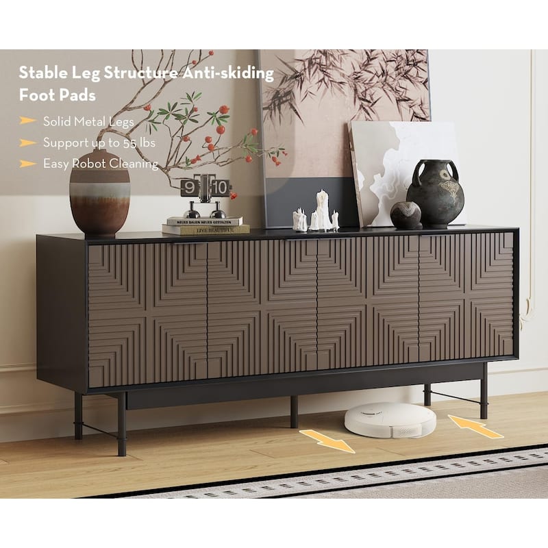 WESOME 64.45" Mid-Century TV Stand Entertainment Center with Doors