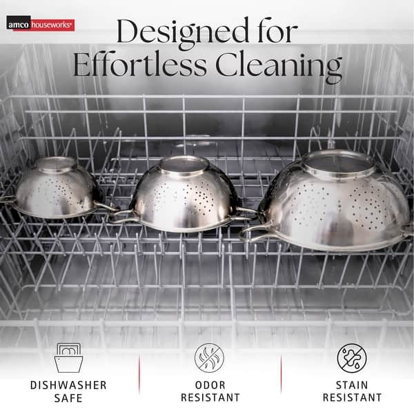 Amco 3-Piece Stainless Steel Colander Set - 1.5, 3, 5 Quart - 1.5, 3, 5 Quart