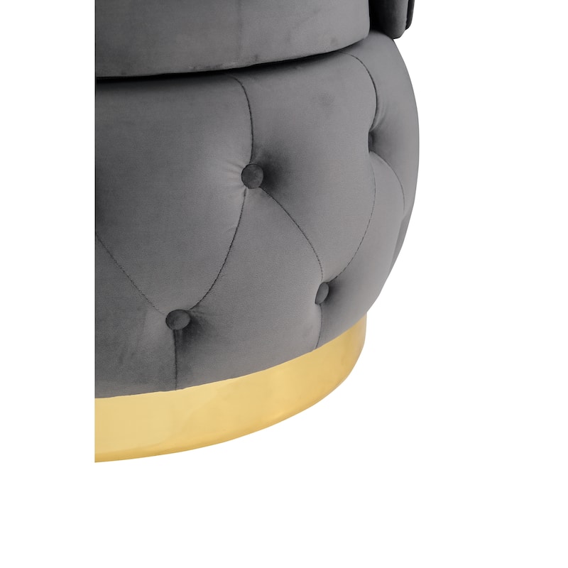 25.2" Velvet Swivel Barrel Chair with Storage