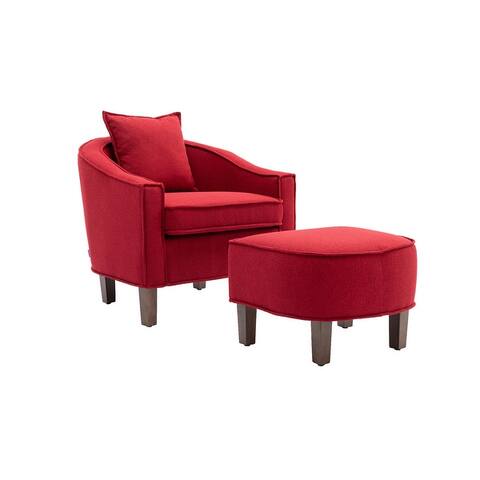 Arms Chair with Ottoman Mid Century Barrel Chair for Living Room