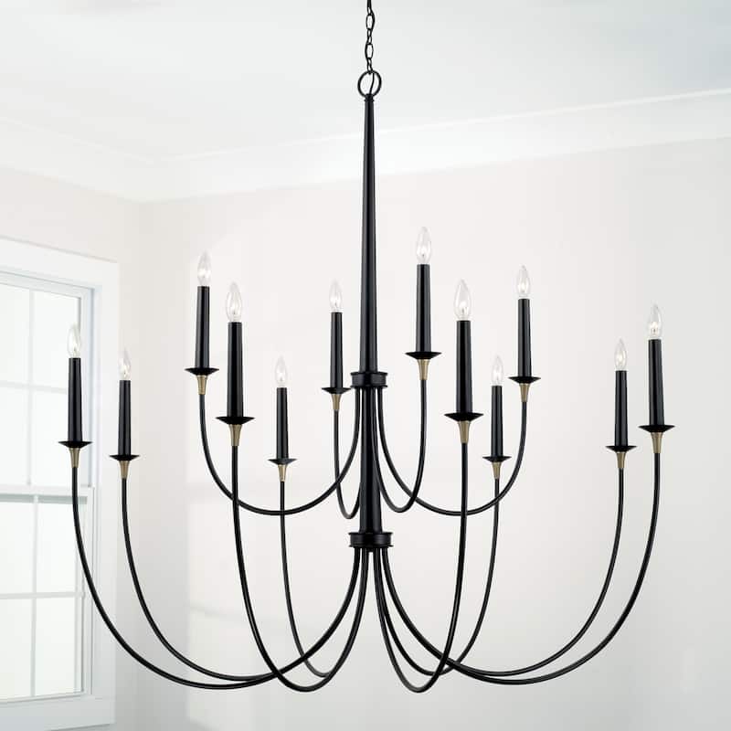 Amara 12-light Matte Black/ Brass Grand Chandelier